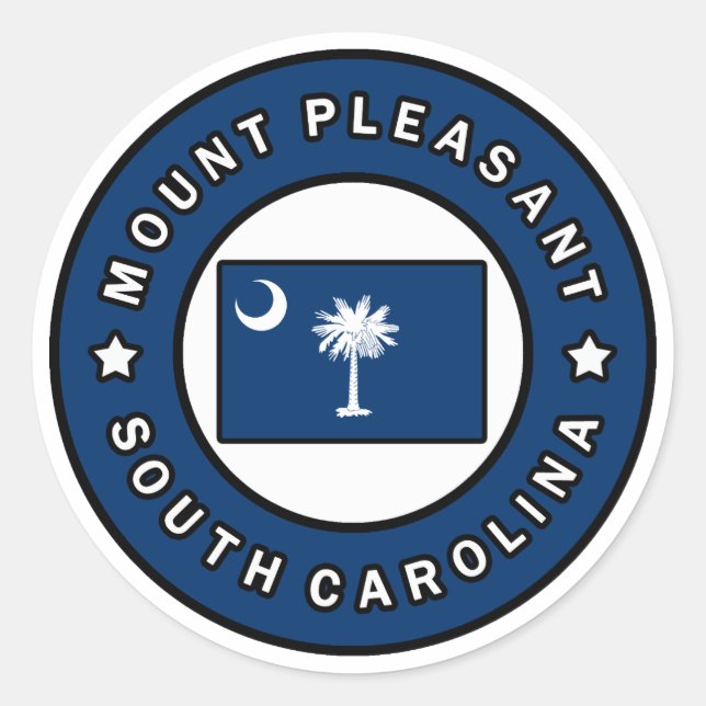 Pegatina Redonda Mount Pleasant South Carolina (Anverso)