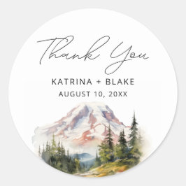 Pegatina Redonda Mount Rainier Washington Gracias