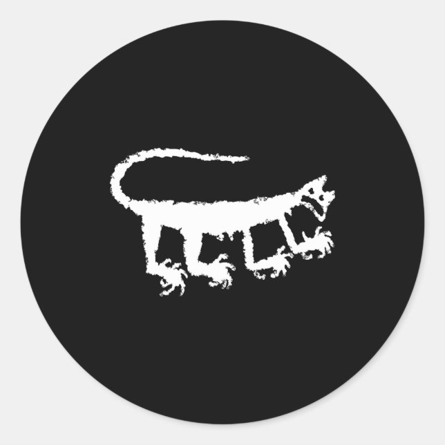 Pegatina Redonda Mountain Lion Petroglyph _1  (Anverso)