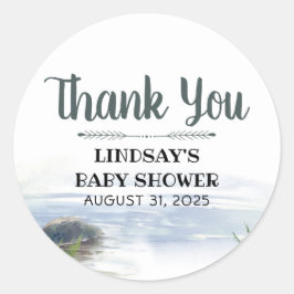 Pegatina Redonda Mountains Lake Adventure