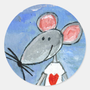 Pegatina Redonda Mouse amor