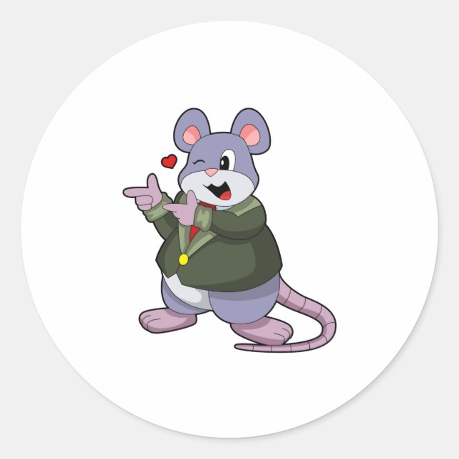 Pegatina Redonda Mouse as Groom with Suit (Anverso)