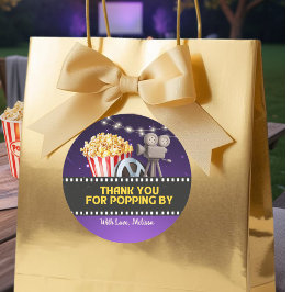 Pegatina Redonda Movie Night Party Thank You For Popping By
