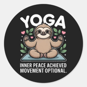 Pegatina Redonda Movimiento Opcional de Yoga Perezoso Logrado Paz I