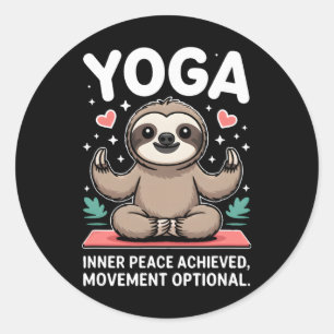 Pegatina Redonda Movimiento Opcional de Yoga Perezoso Logrado Paz I