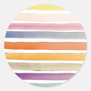 Pegatina Redonda Movimientos pintados a mano del cepillo de la