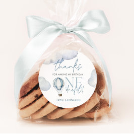 Pegatina Redonda Mr ONEMaravilloso Hot Air Ballon Boy 1er cumpleaño