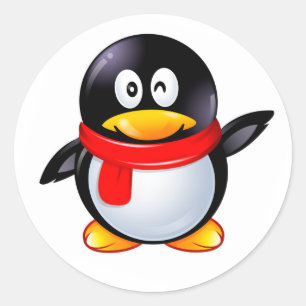 Pegatina Redonda MR. Red Penguin