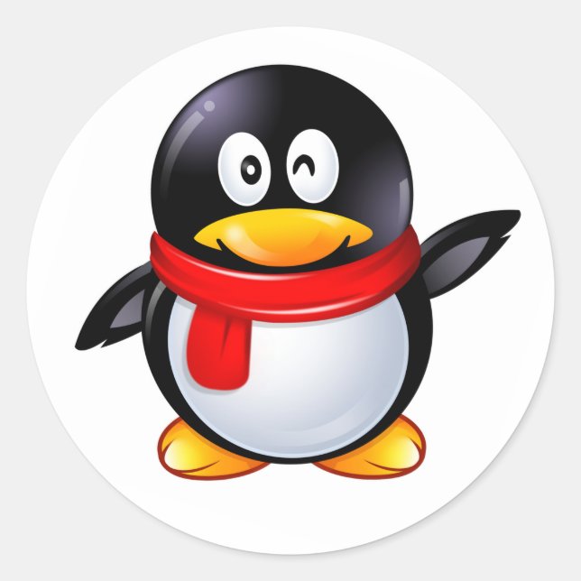 Pegatina Redonda MR. Red Penguin (Anverso)