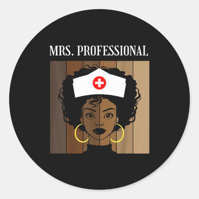Pegatina Redonda Mrs Professional Nursing Degree Nurse Profession B (Anverso)
