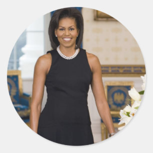 Pegatina Redonda MrsObamaPortrait