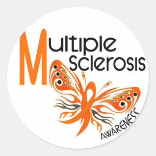 Pegatina Redonda MS Múltiple Esclerosis BUTTERFLY 3.1