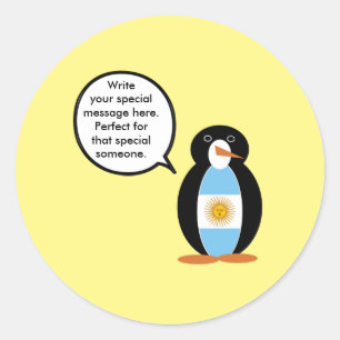 Pegatina Redonda Ms Penguin habla Bandera Argentina