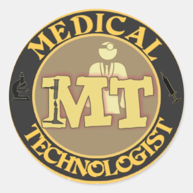 PEGATINA REDONDA MT BADGE LOGO - MÉDICO TECNOLOGISTA - LABORATORIO (Anverso)
