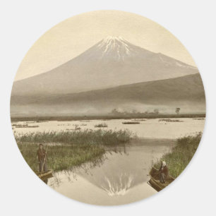 Pegatina Redonda Mt Fuji de Kashiwabara Vintage Photography