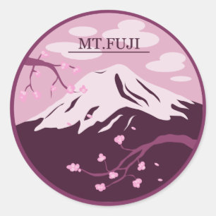 Pegatina Redonda Mt. Fuji (rosa)