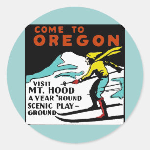 Pegatina Redonda Mt. HOOD OREGON - Viajes de época