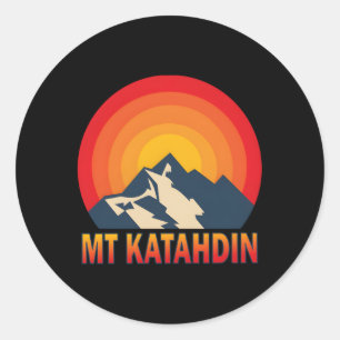 Pegatina Redonda Mt Katahdin Mountains Sun