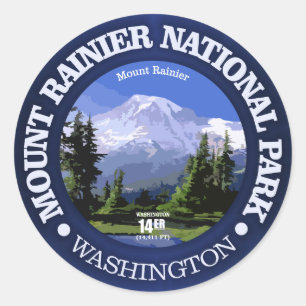 Pegatina Redonda Mt Rainier NP