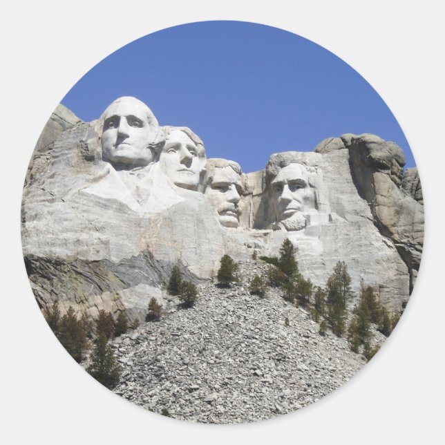Pegatina Redonda Mt Rushmore (Anverso)