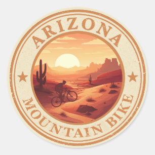 Pegatina Redonda Mtb Az Sedona - Bicicleta de Montaña Arizona