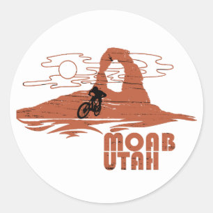Pegatina Redonda Mtb Moab - Ciclismo de montaña en Utah
