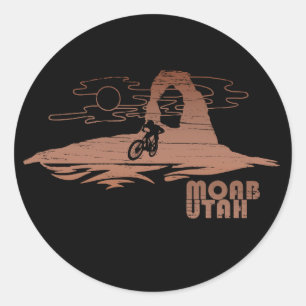 Pegatina Redonda Mtb Moab - Ciclismo de montaña en Utah