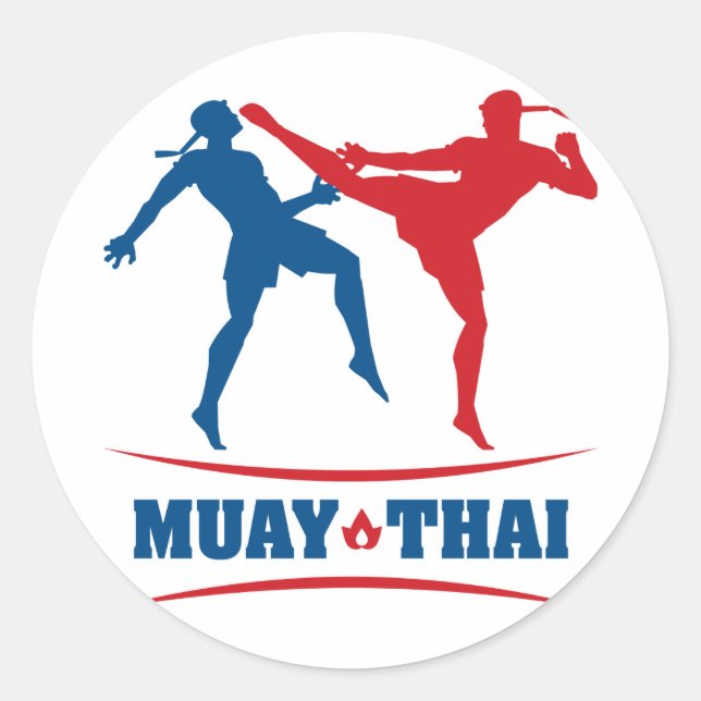 Pegatina Redonda Muay Thai (Anverso)