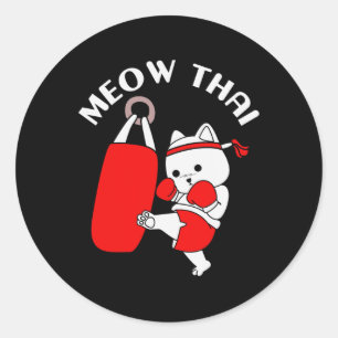 Pegatina Redonda Muay Thai Cat Meow Thai