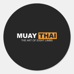 Pegatina Redonda Muay Thai El Arte De Las Ocho Extremidades Kickbox