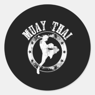 Pegatina Redonda Muay Thai - Estilo tailandés Guay Mma Boxing Gear