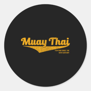 Pegatina Redonda Muay Thai Kickboxing angustiado, Mma, Bjj, Tailand