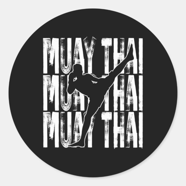 Pegatina Redonda Muay Thai Lover Word Theme Graphic Design Kickboxi (Anverso)