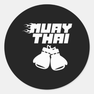 Pegatina Redonda Muay Thai Martial Arts Fighob