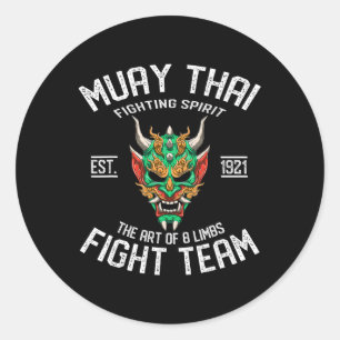 Pegatina Redonda Muay Thai Oni Fight Team - Kickboxing 