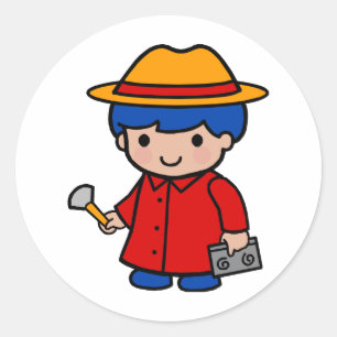 Pegatina Redonda Muchacho del investigador