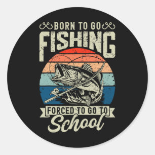 Pegatina Redonda Muchachos Pescadores Obligados A Ir A La Escuela P