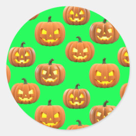 Pegatina Redonda ¡Muchas calabazas! Calabazas de Halloween brillant