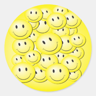 Pegatina Redonda Muchas caras de burbuja.