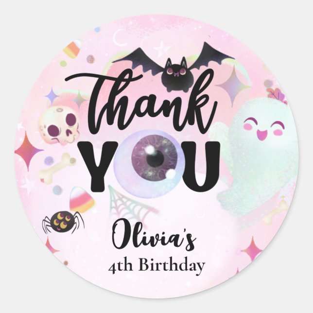 Pegatina Redonda Muchas gracias. (Anverso)