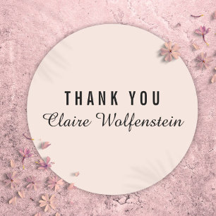 Pegatina Redonda Muchas gracias a los negocios de Rubor Pink Script