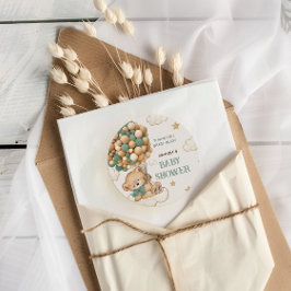 Pegatina Redonda Muchas gracias antes de mucho Baby Shower verde