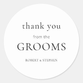 Pegatina Redonda Muchas gracias desde Grooms Gay Boda