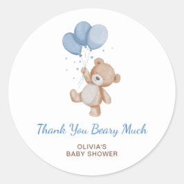 Pegatina Redonda Muchas Gracias por el Baby Shower Beary