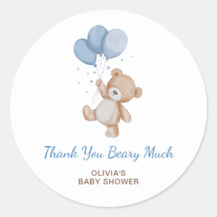 Pegatina Redonda Muchas Gracias por el Baby Shower Beary