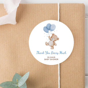 Pegatina Redonda Muchas Gracias por el Baby Shower Beary