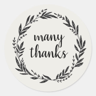 Pegatina Redonda Muchas gracias Wreath Harvest