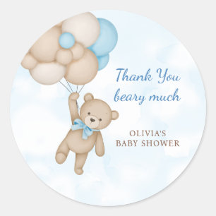 Pegatina Redonda Mucho Oso de Peluche Agradecimiento de Baby Shower