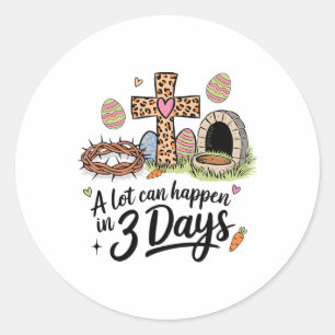 Pegatina Redonda Mucho puede pasar en 3 días feliz cristiano de Pas