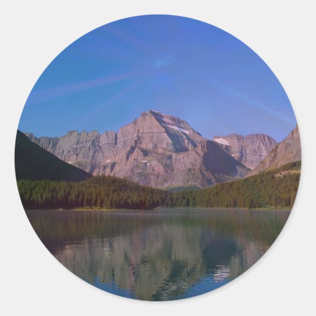 Pegatina Redonda Muchos glaciares en el Parque Nacional Glaciar, Mo (Anverso)